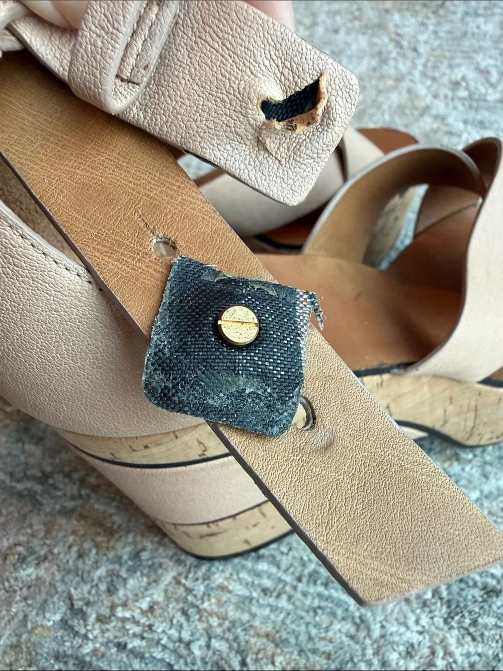Chloe Maxime Cork wedge sandals, DAMAGED-For Repair